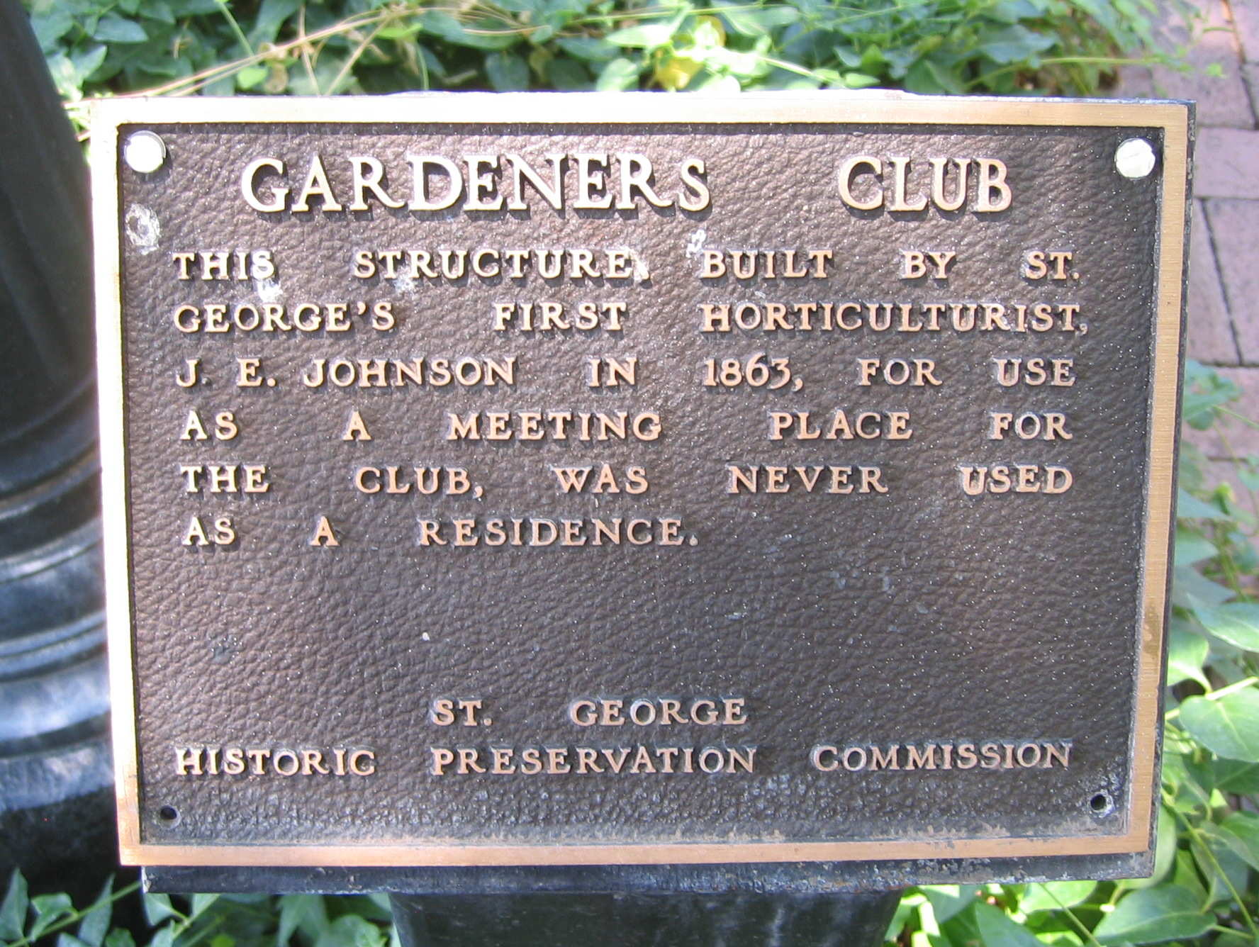 WCHS-00195 Plaque for the Gardener's Club Hall
