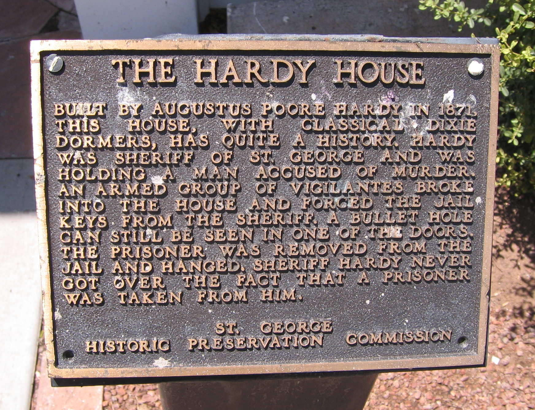 WCHS-00198 Plaque in front of the Augustus Hardy Home