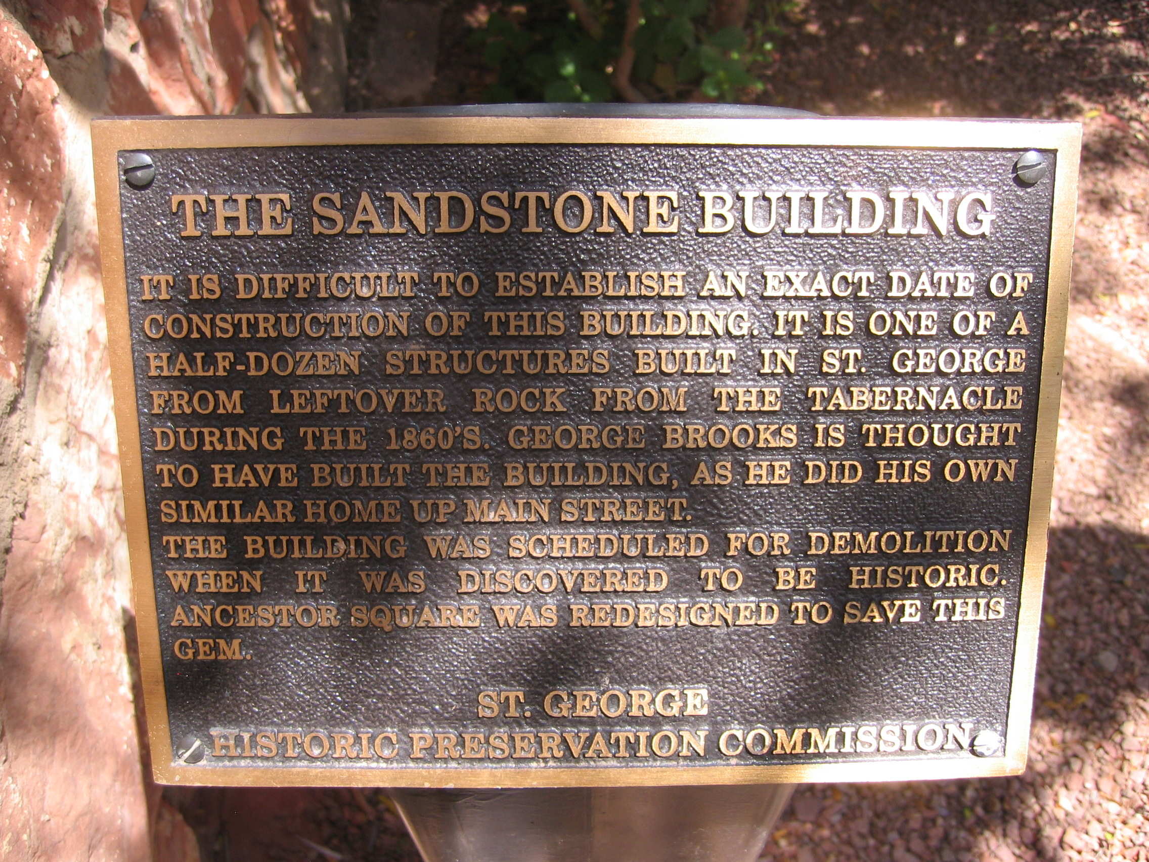 WCHS-00201 Plaque at the Sandstone Building