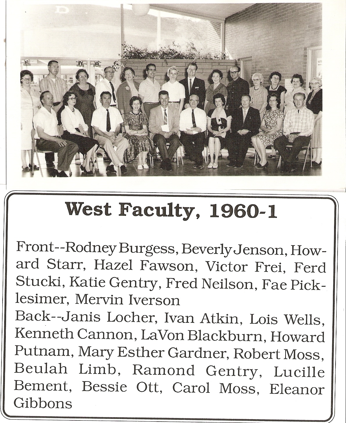WCHS-00226 West Elementary School 1960-1961 Faculty