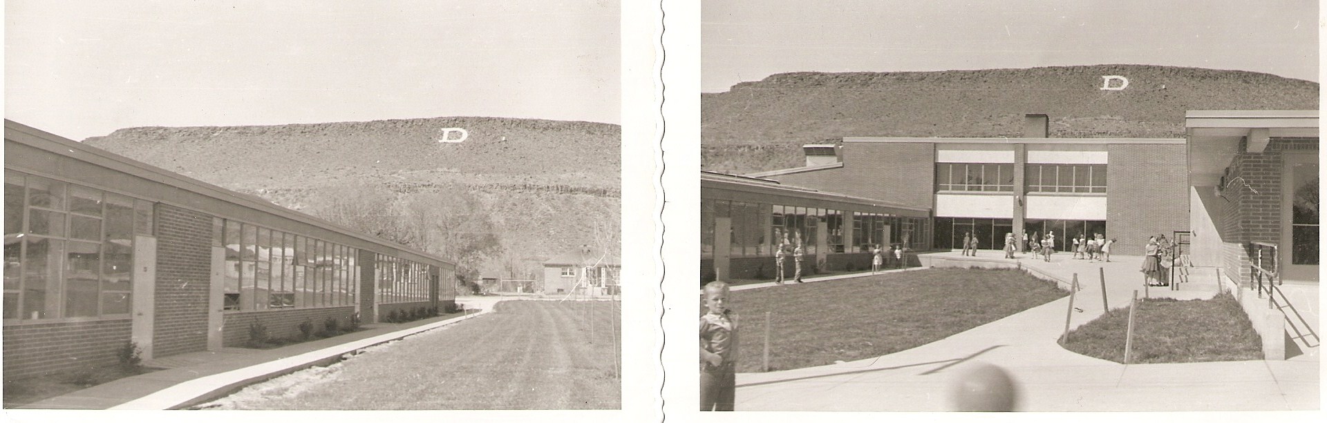WCHS-00295 Side and patio of the new West Elementary School in 1956