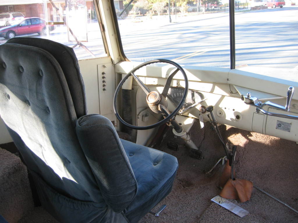 WCHS-00328 Driver's Area of a 1957 Chevrolet School Bus