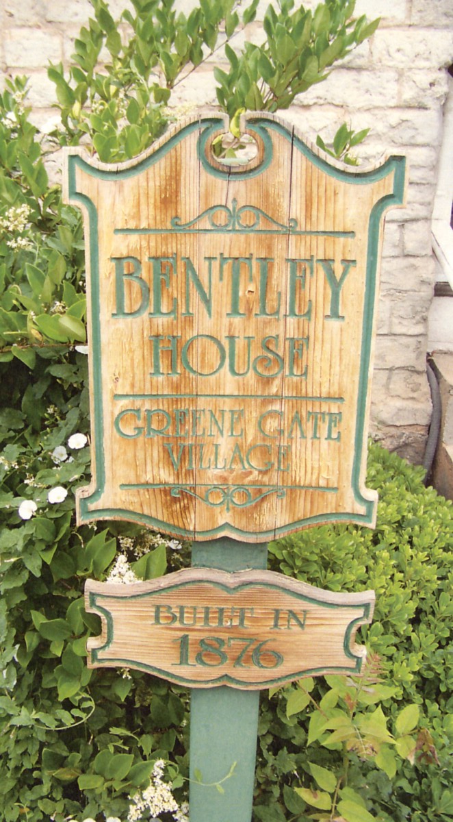 WCHS-00579 Wood sign in front of the Joseph Bentley Home