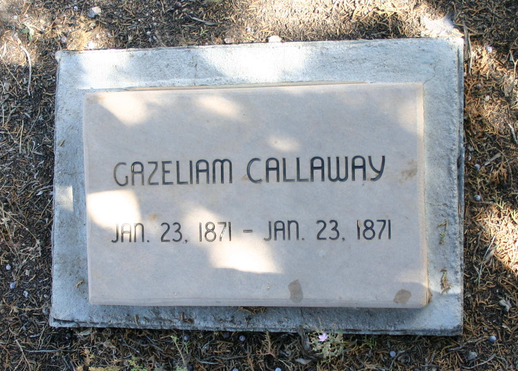 Gazeliam Callaway gravestone at the Hebron Cemetery