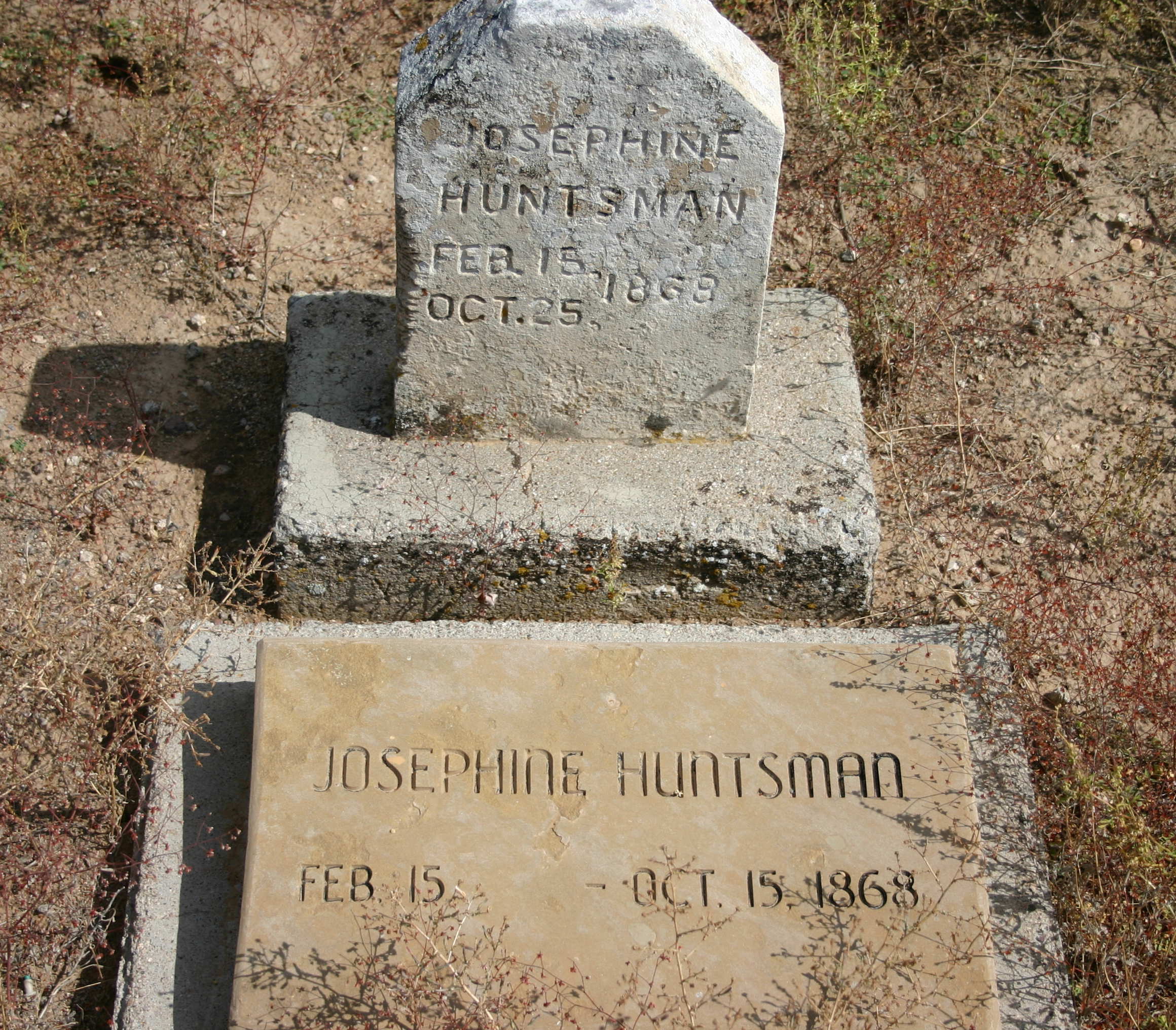 Josephine Huntsman gravestone at the Hebron Cemetery