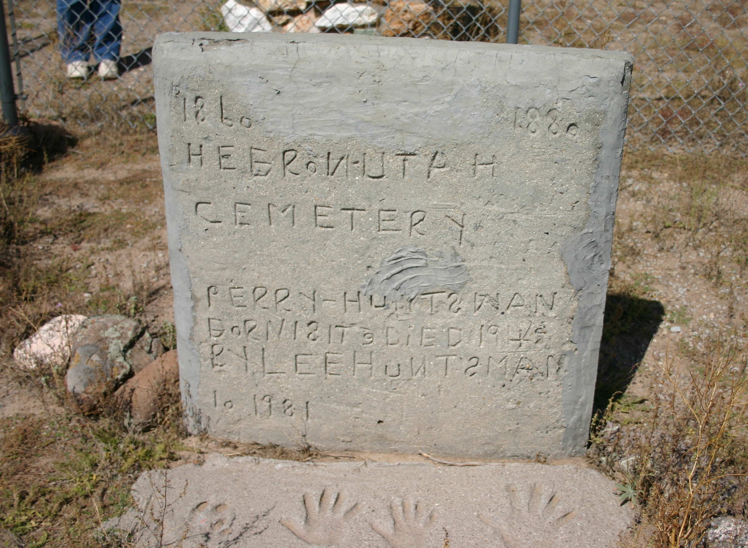 Huntsman marker at the Hebron Cemetery