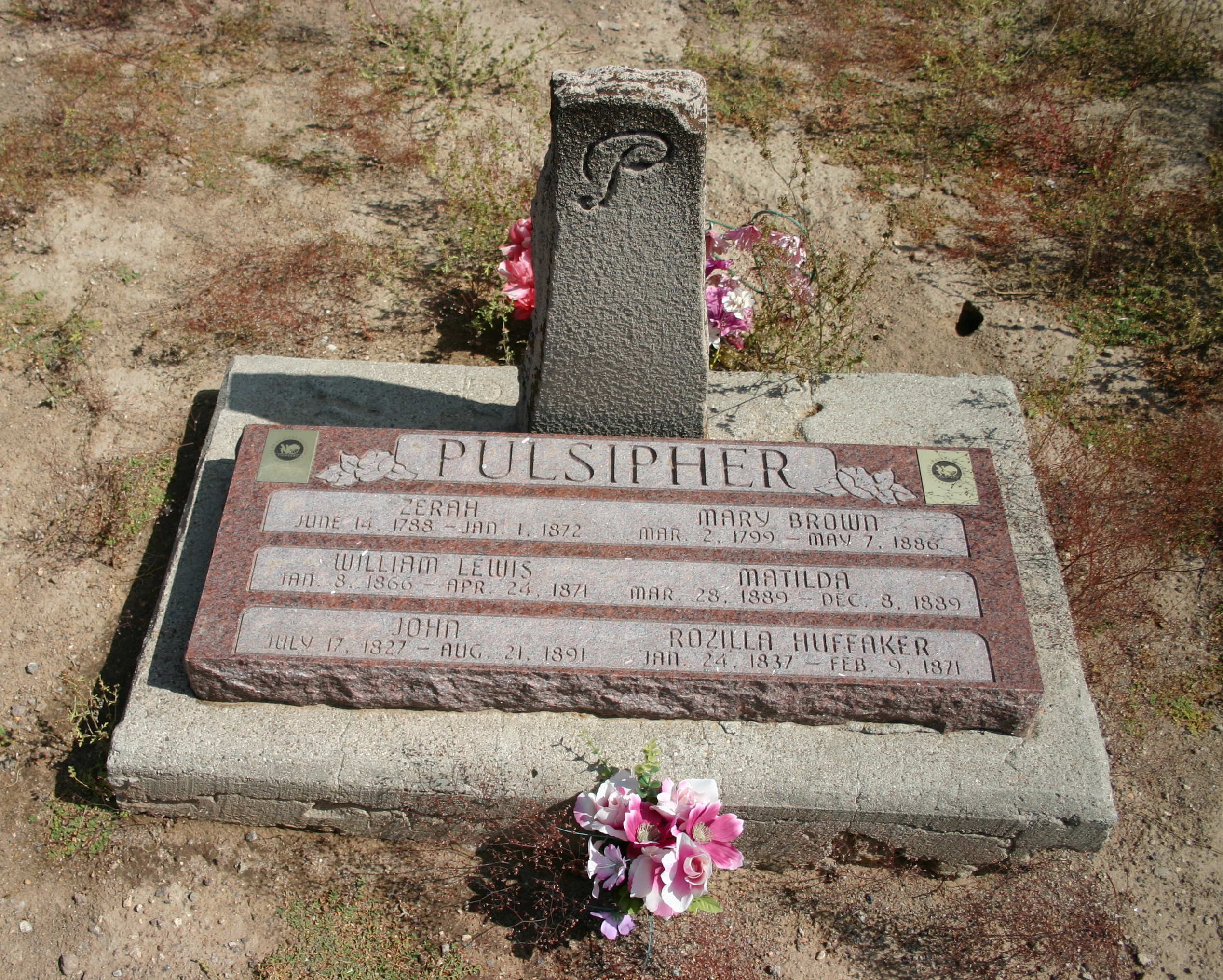 Pulsipher family gravestone at the Hebron Cemetery