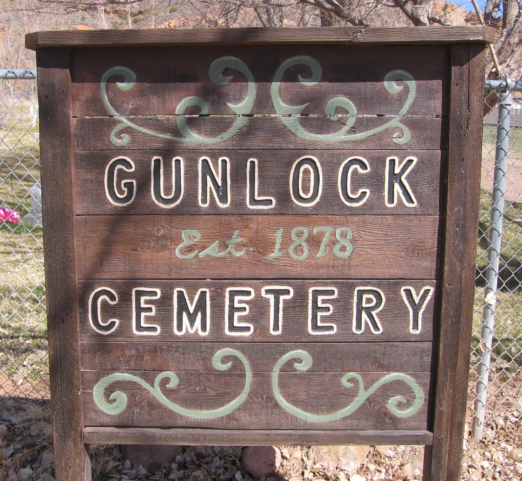 WCHS-00633 Gunlock Cemetery Sign