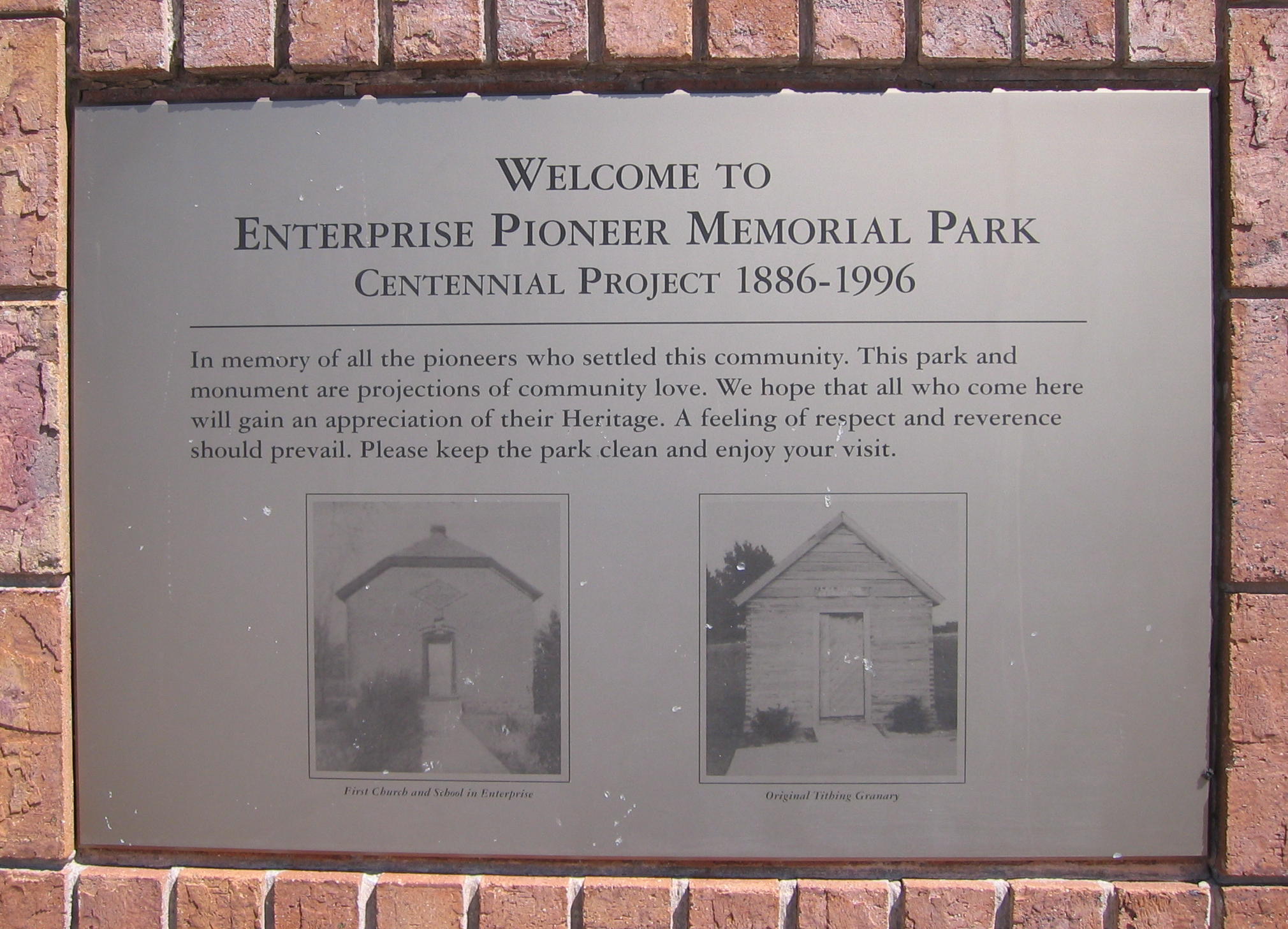 Enterprise Pioneer Memorial Park Sign