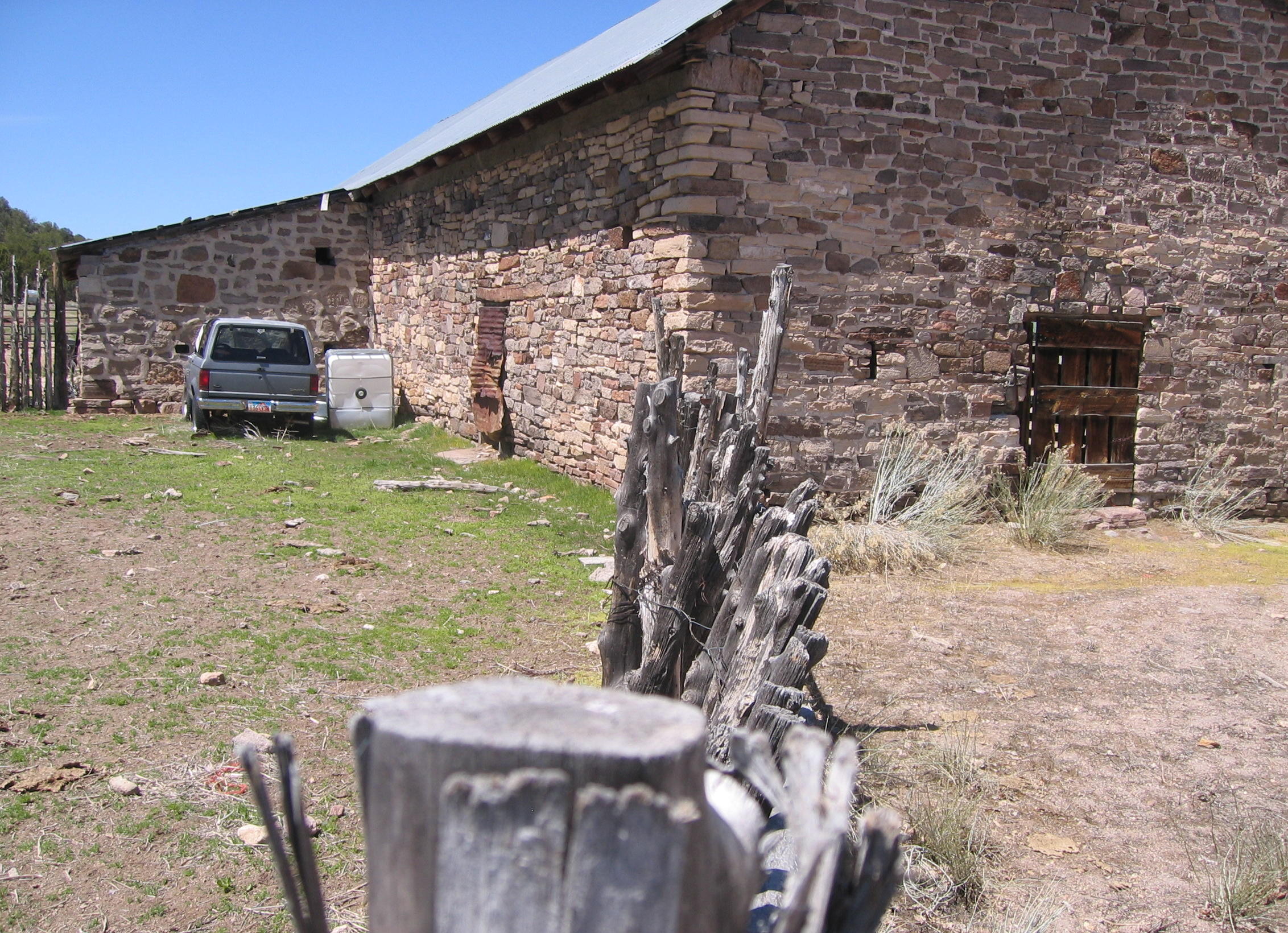 Back of the stone barn on the Terry Ranch