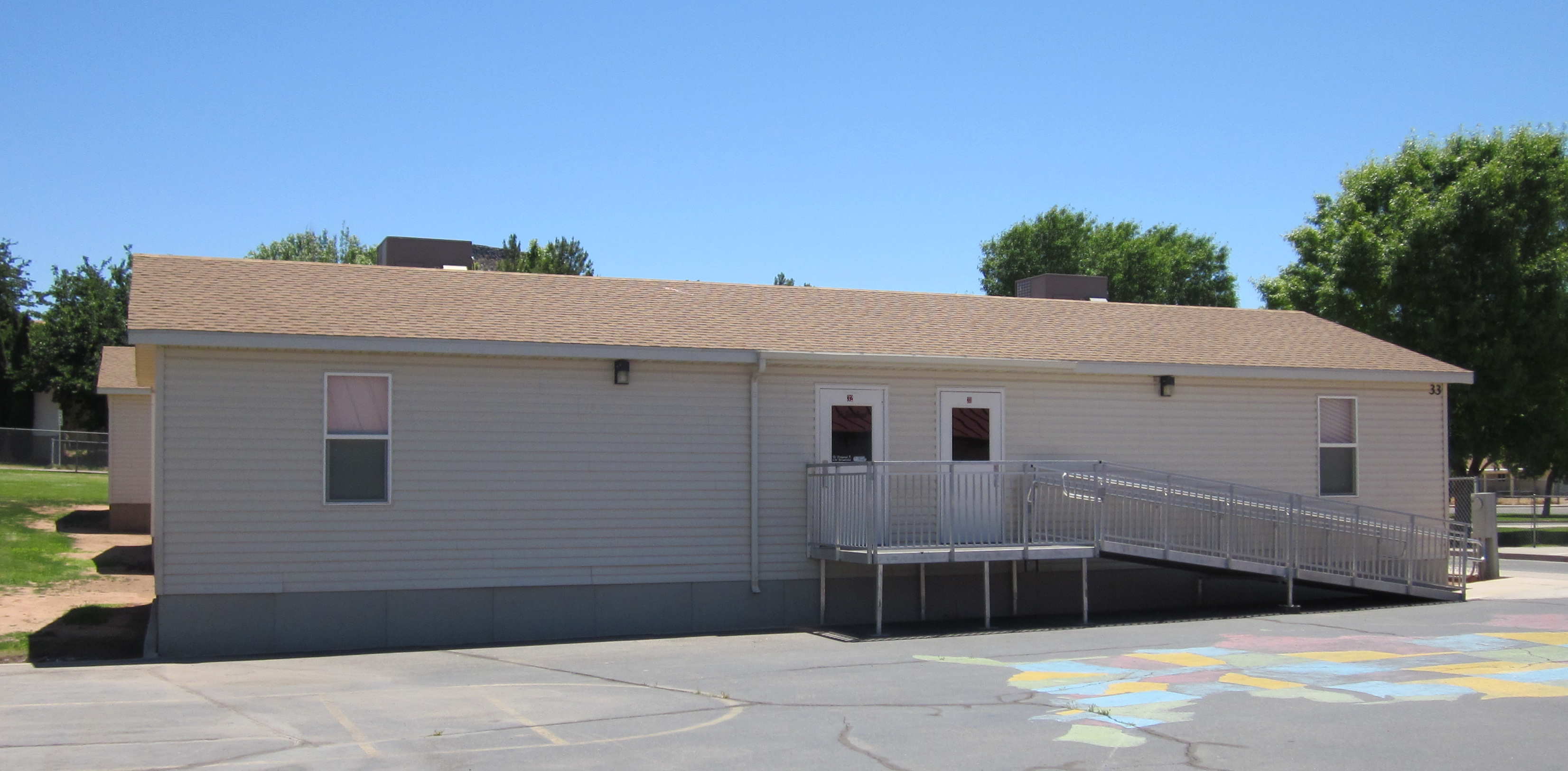 One of the auxiliary classrooms at Sunset Elementary School