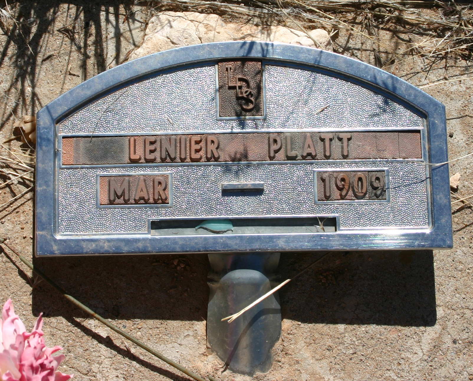 Gravestone of Lenier Platt in the Pinto Cemetery