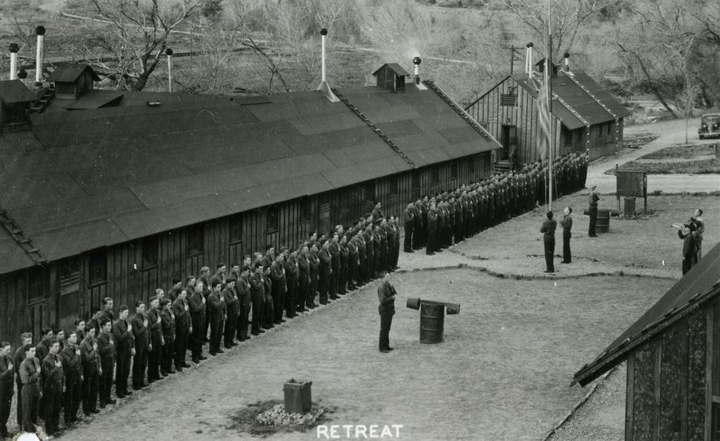 WCHS-01042 Retreat of the flag at the Bridge Mountain (Springdale) CCC Camp