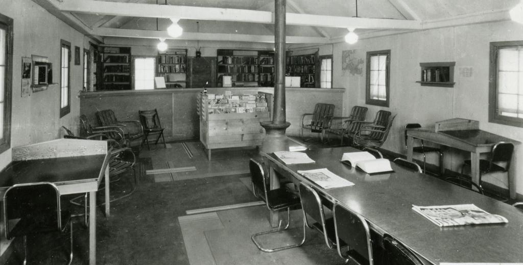 WCHS-01043 Reading room at the Bridge Mountain (Springdale) CCC Camp