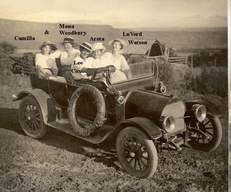 Lee Cox in the family car with some of his lady friends