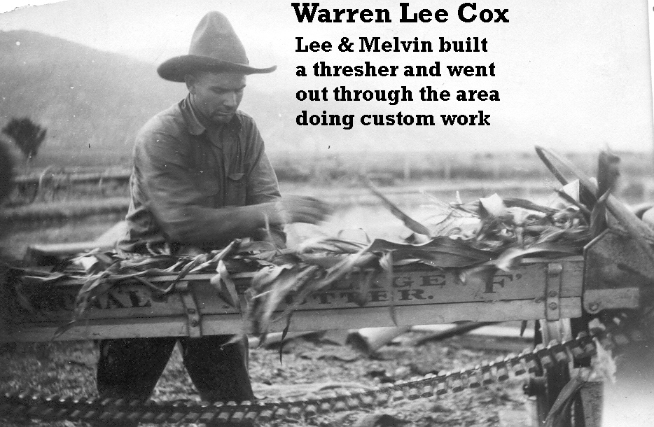WCHS-01116 Warren Lee Cox with the thresher he and Melvin Cox made