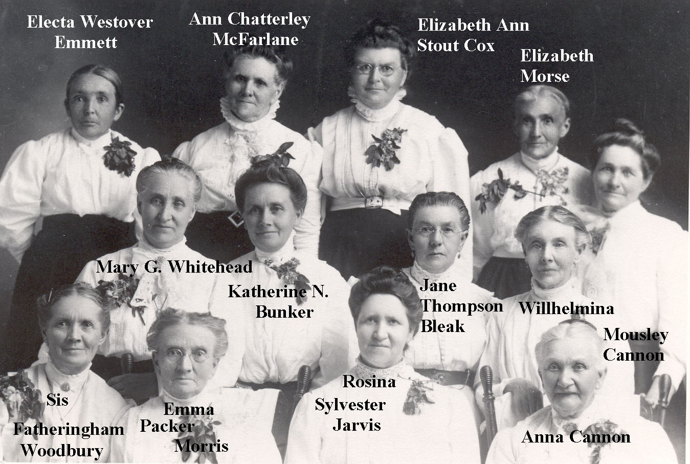 WCHS-01127a Photo of 13 women St. George Temple workers with names