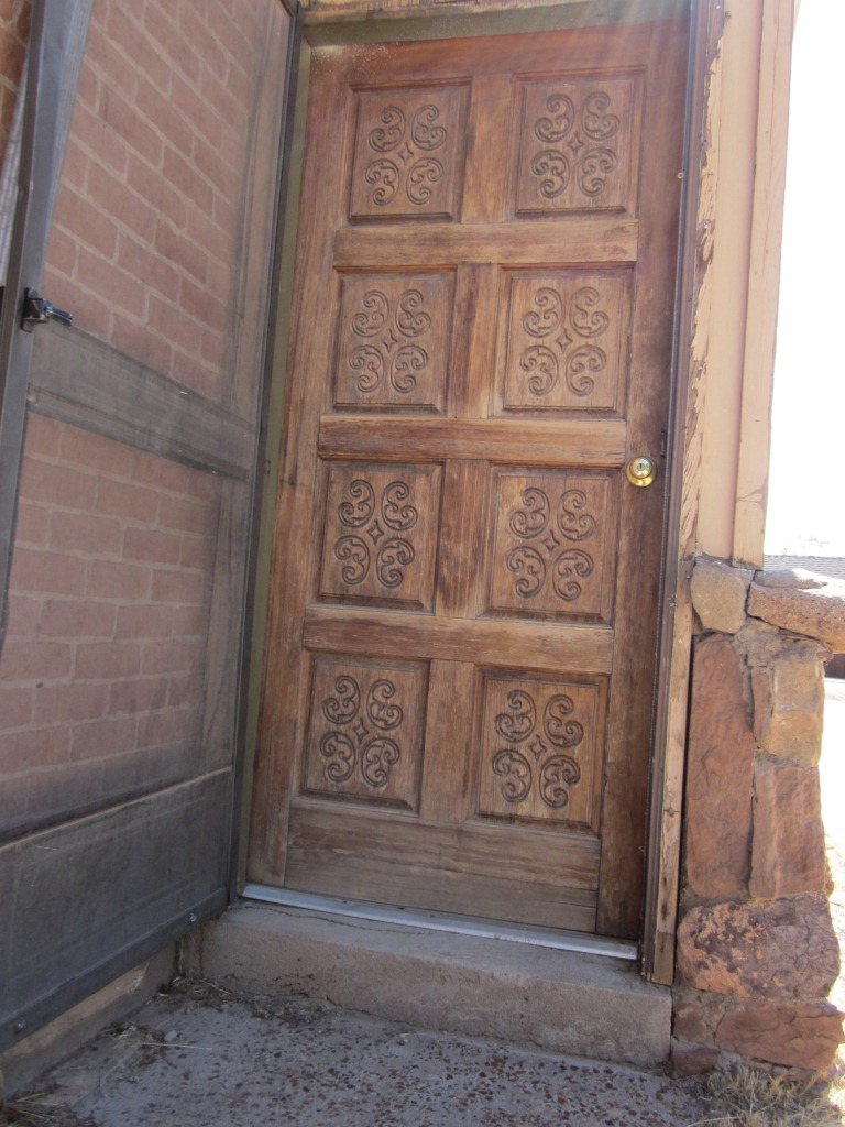 WCHS-01138 Carved wood door at the John Stucki home