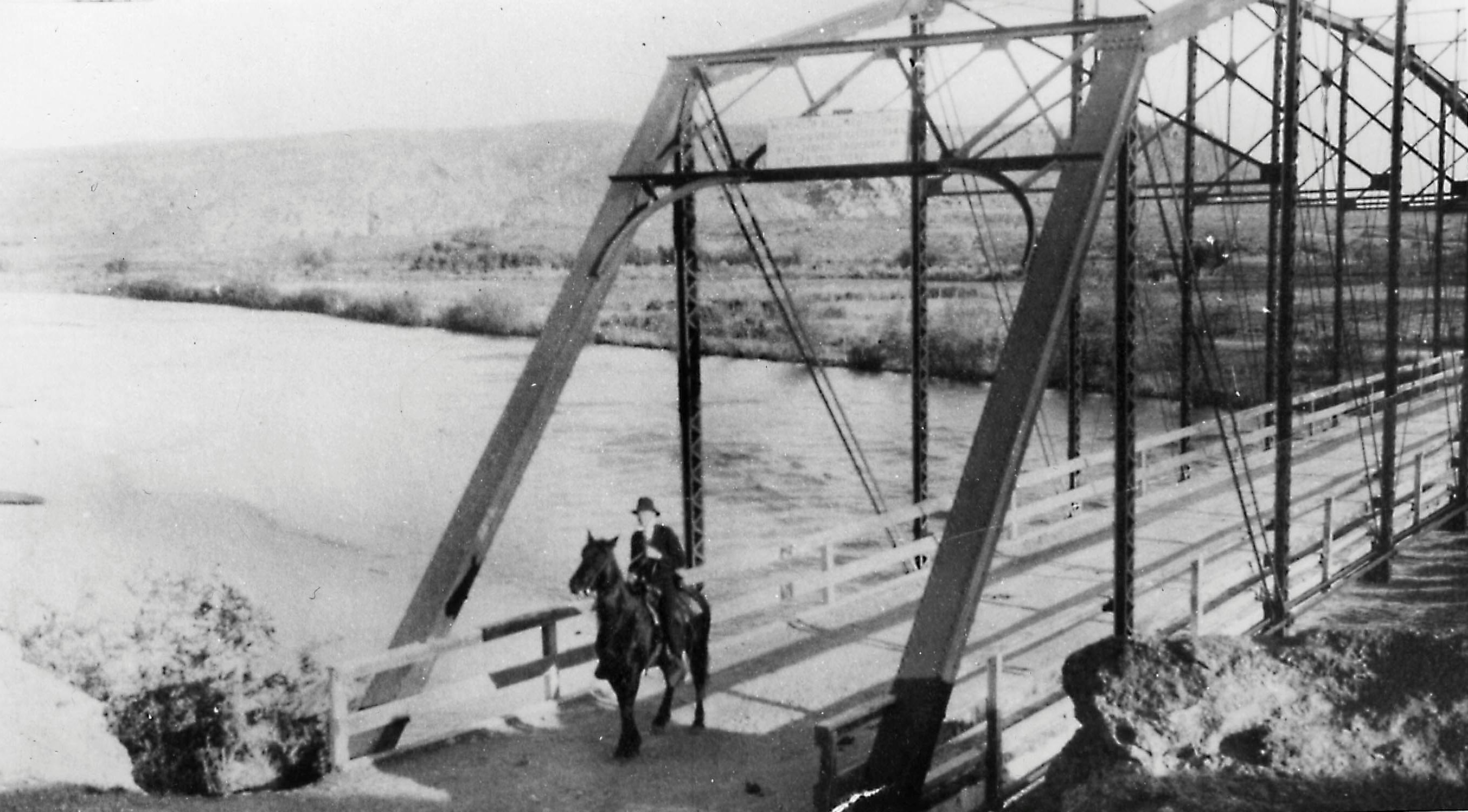 Horse and rider on the Virgin River Bridge
