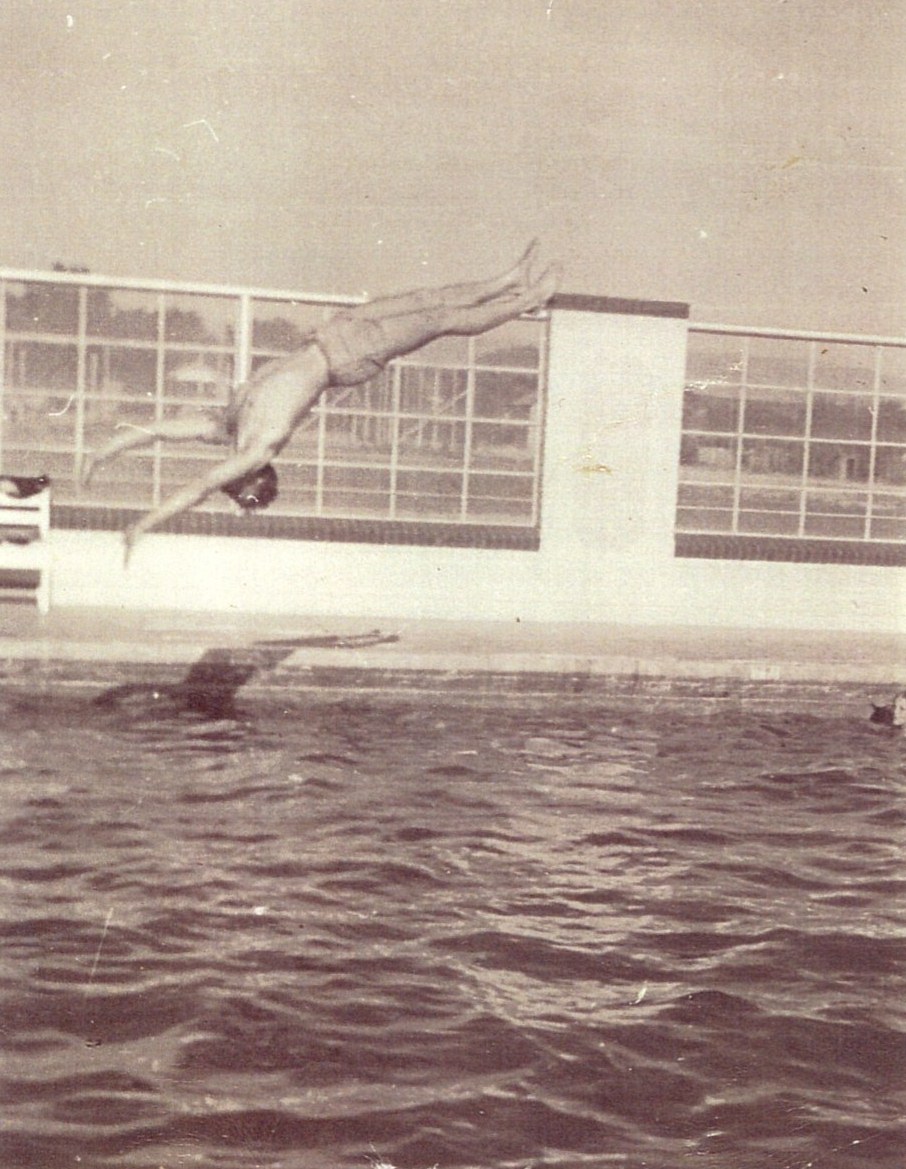 Mark McAllister diving into the St. George Municipal Pool