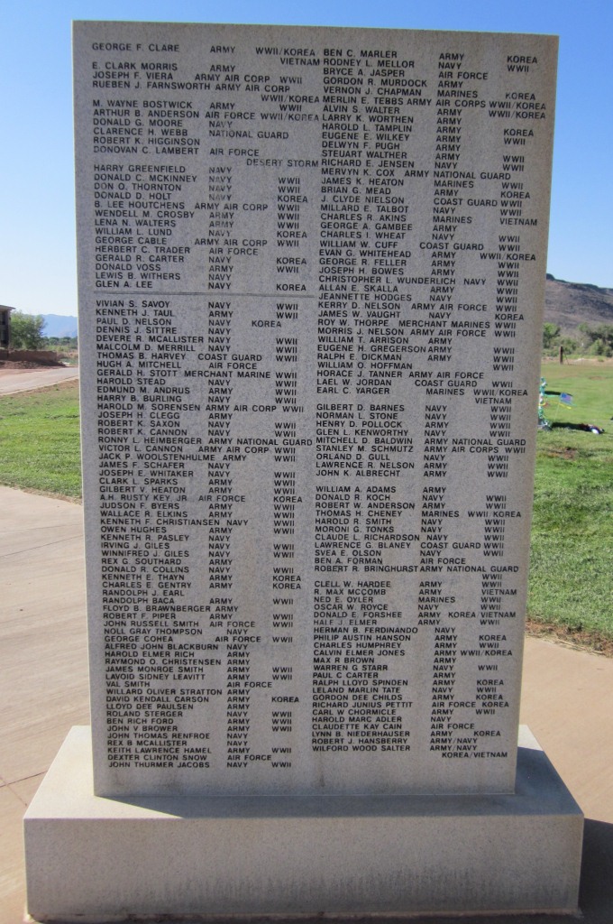 Monument at the Veteran's Memorial in the Tonaquint Cemetery