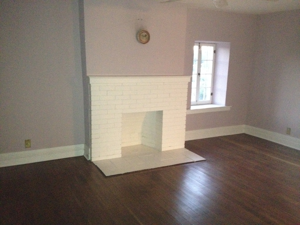 A fireplace on the second floor of the Covington home