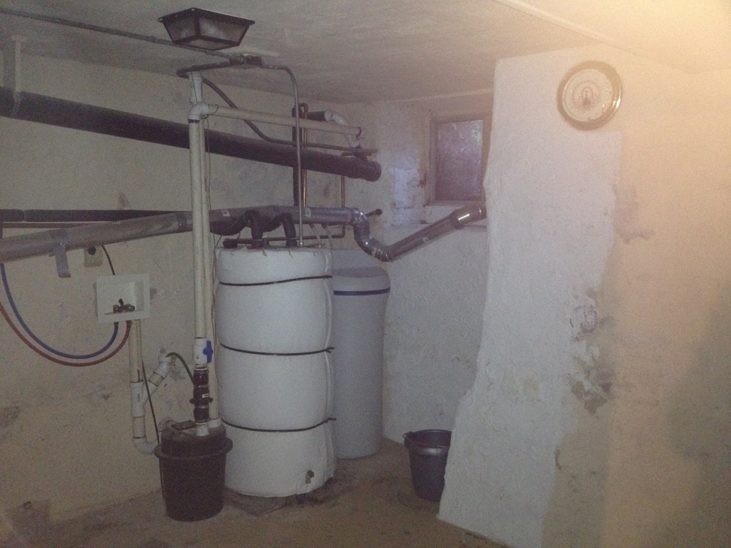 Water appliances in the basement of the Covington home