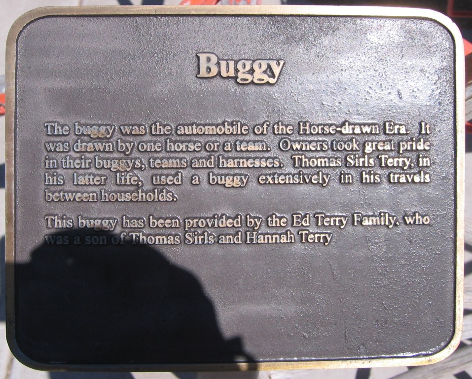 'Buggy' descriptive plaque at the Terry Heritage Park