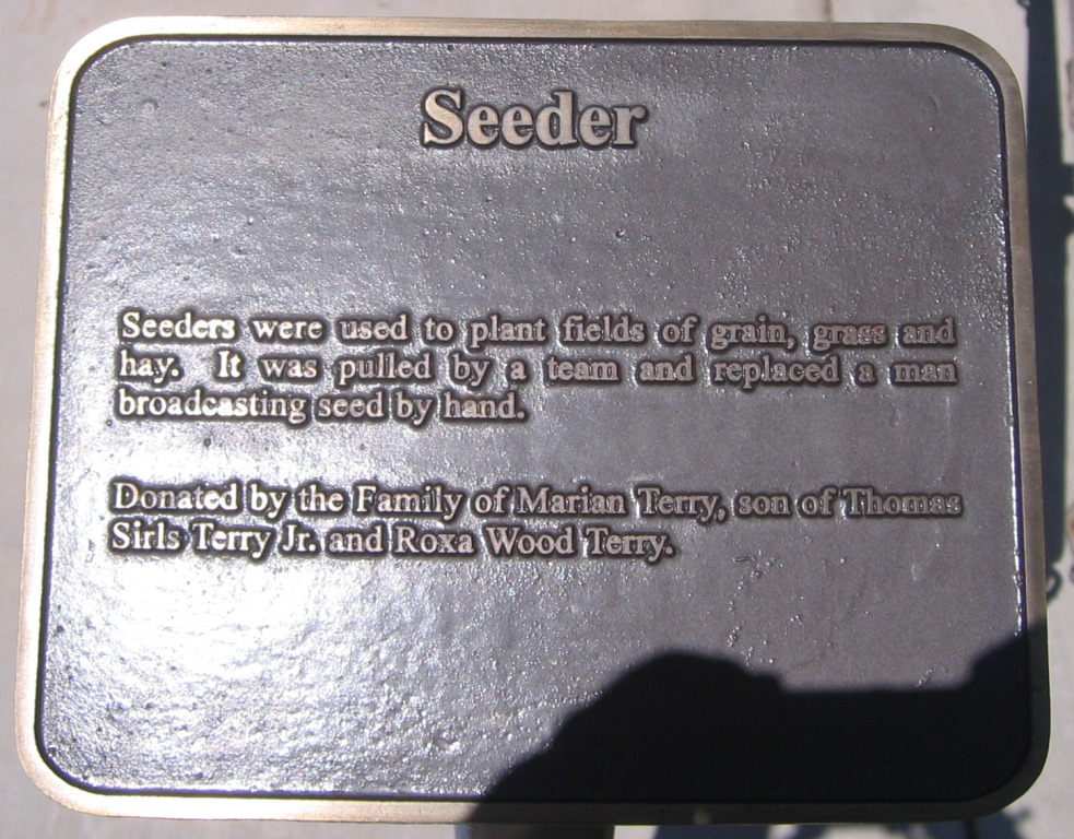 'Seeder' descriptive plaque at the Terry Heritage Park