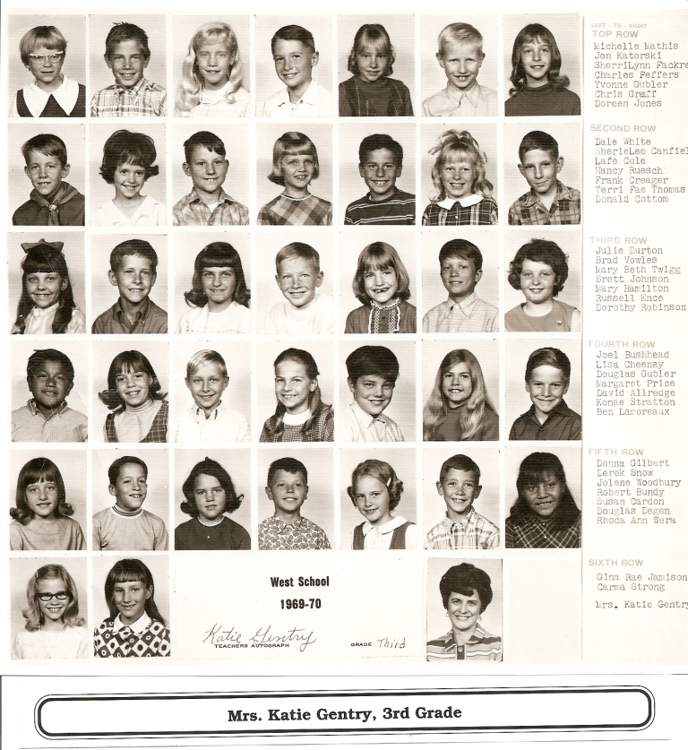 Mrs. Katie Gentry's 1969-1970 third grade class