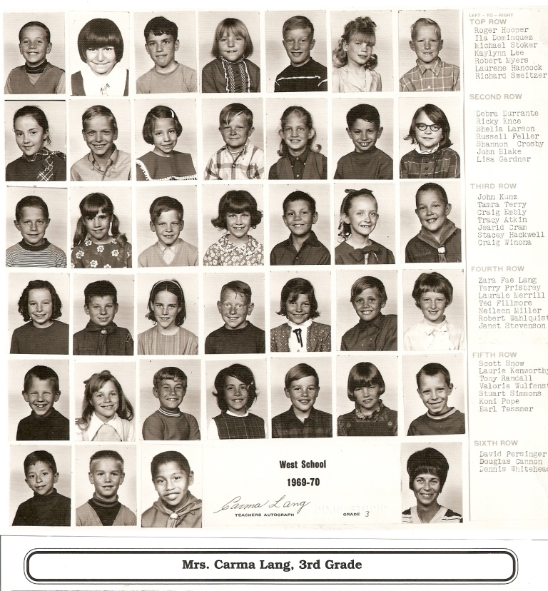 Mrs. Carma Lang's 1969-1970 third grade class