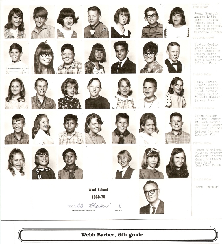 Mr. Webb Barber's 1969-1970 sixth grade class