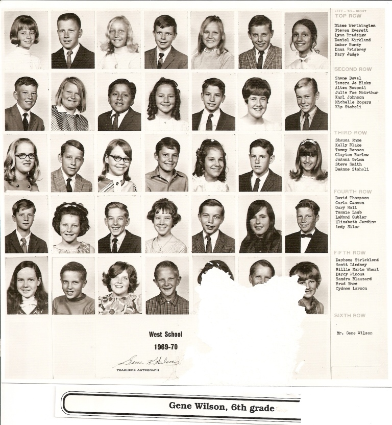 Mr. Gene K. Wilson's 1969-1970 sixth grade class