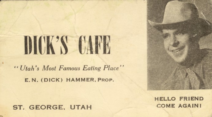 Front of a Dick's Cafe business card