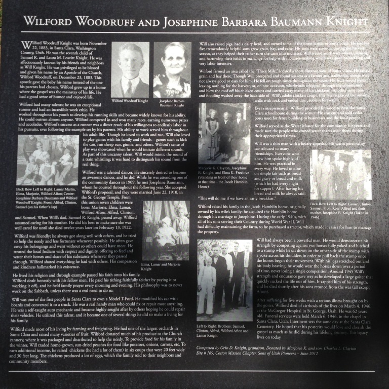 Wilford Woodruff and Josephine Barbara Baumann Knight plaque