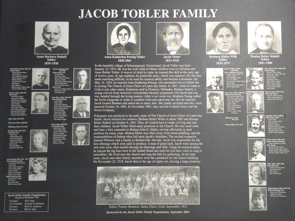 Jacob Tobler Family plaque