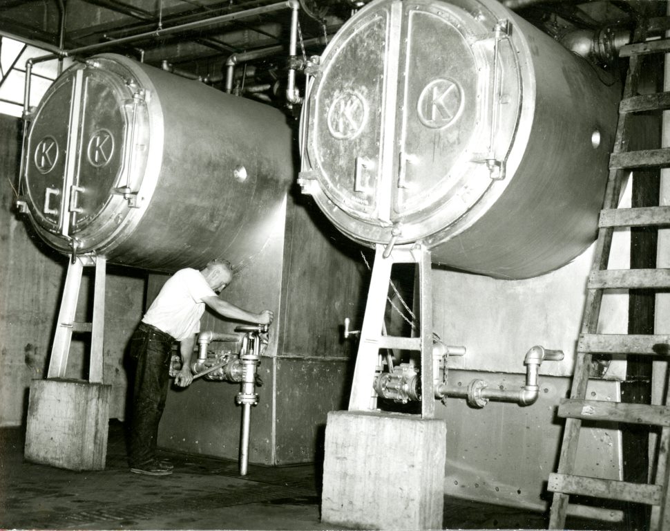 Man working with the boilers at the Dixie Pioneer Memorial Hospital