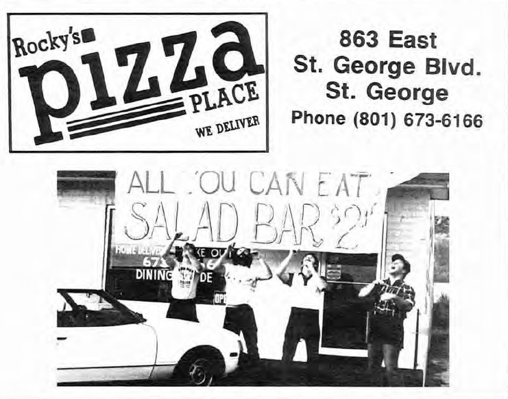 Advertisement for Rocky's Pizza Place