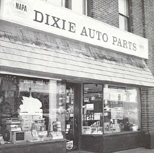 Front of the Dixie Auto Parts store