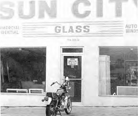 Front of the Sun City Glass store