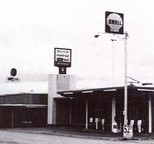 Shell gas station and Peterson Buick Pontiac GMC