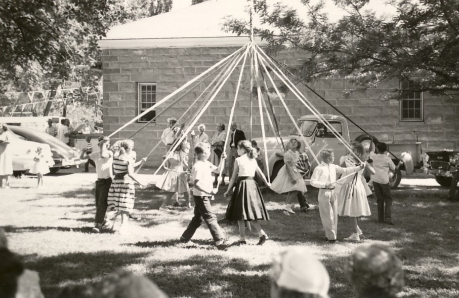 Children with a maypole