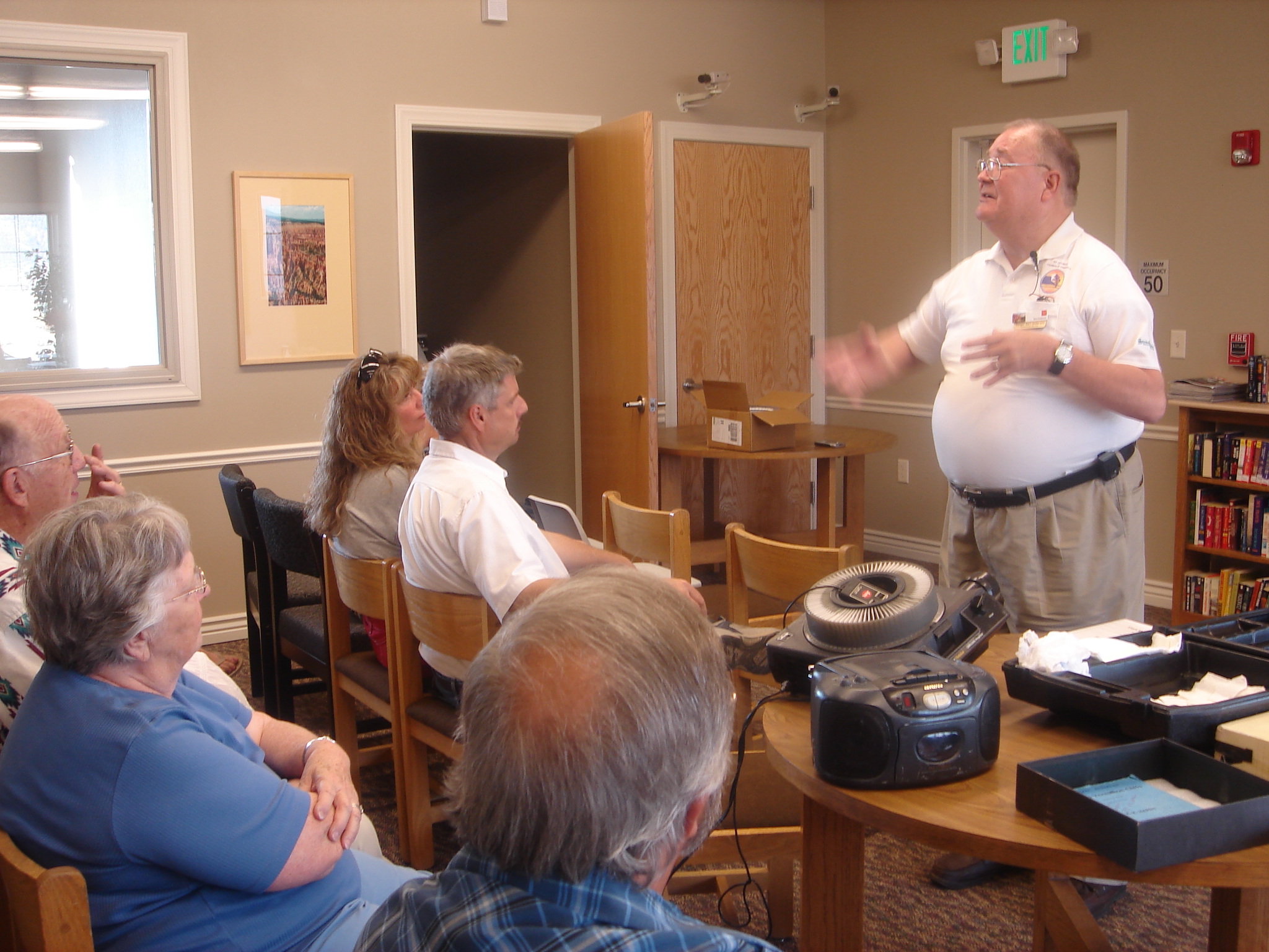 Bart Anderson lecturing at the New Harmony Library