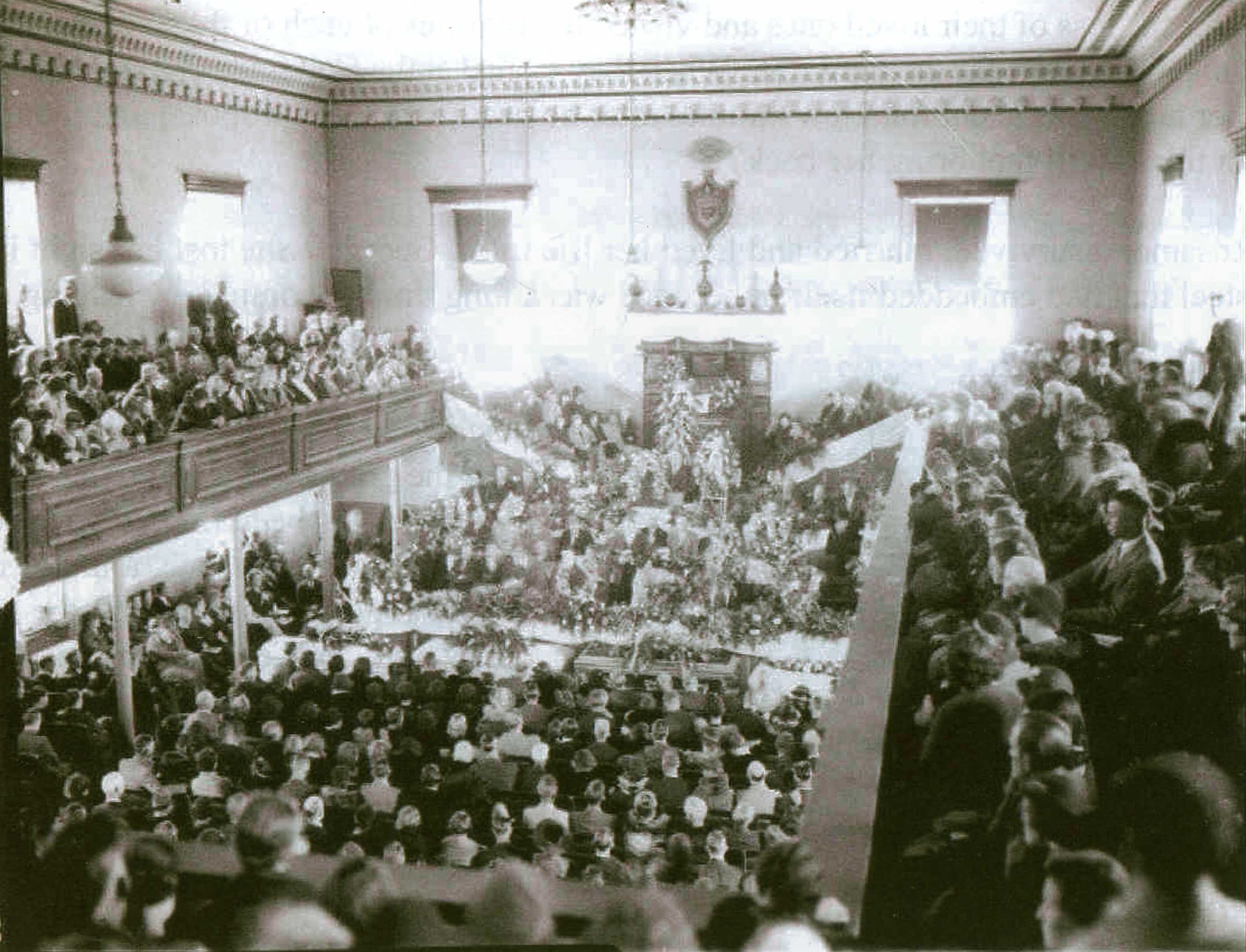 People gathered in the St. George Tabernacle