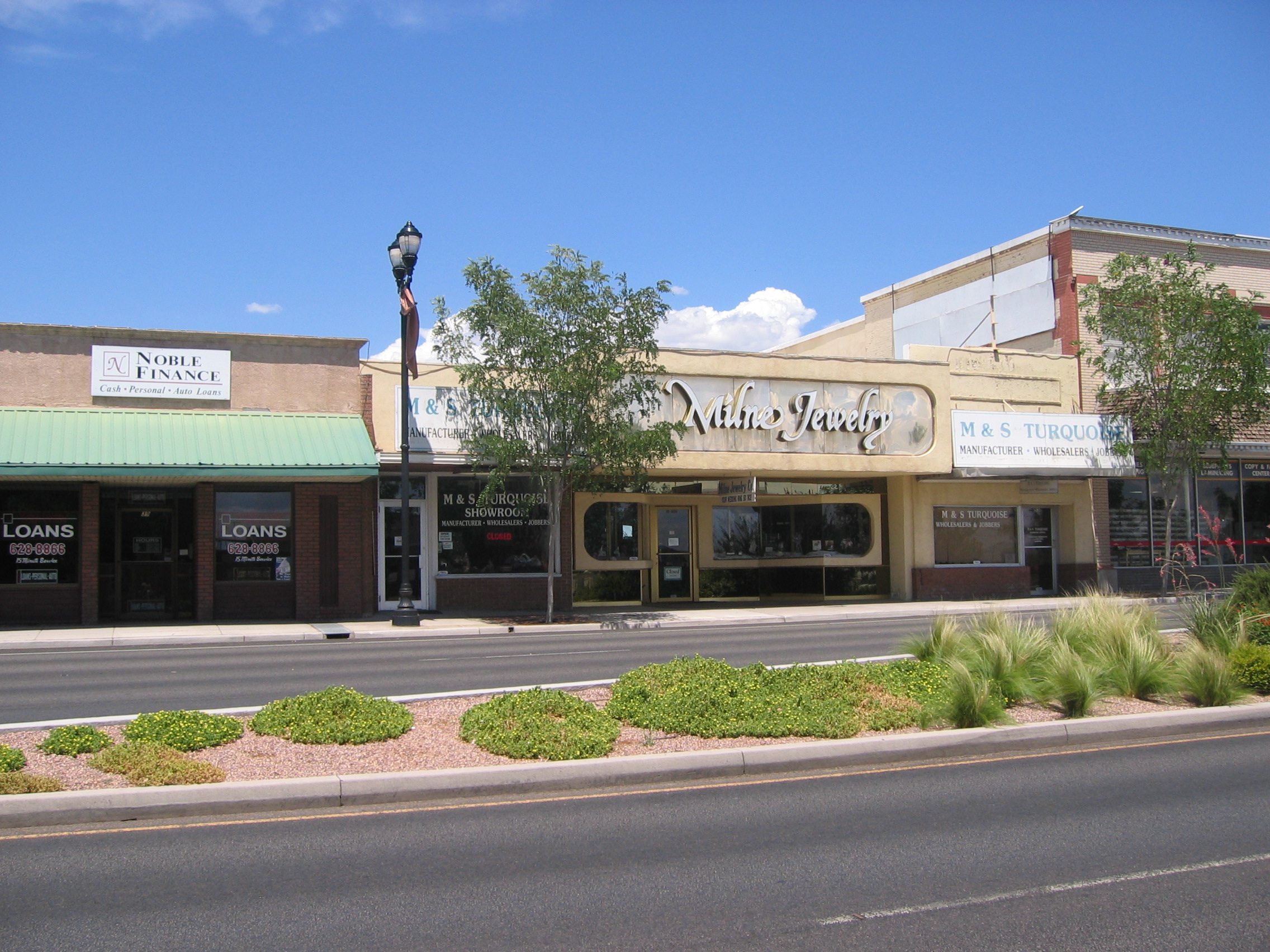 Buildings along the north side of St. George Blvd.