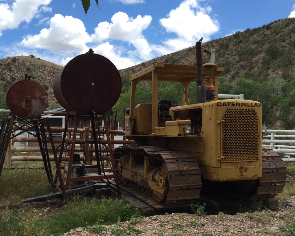 Caterpillar tractor and some fuel tanks at the DI Ranch