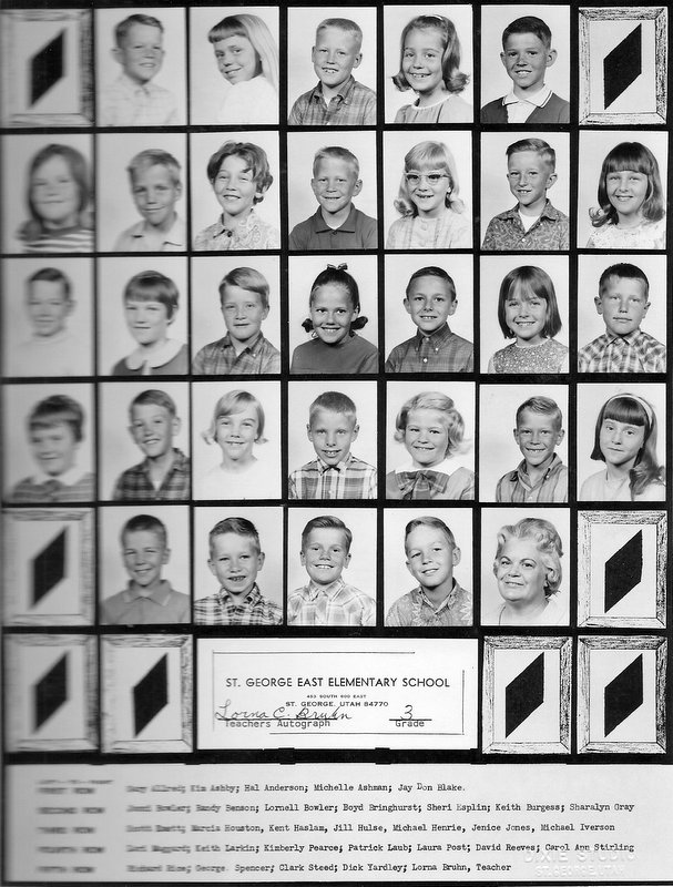 Mrs. Lorna Bruhn's 1967-1968 third grade class at East Elementary School