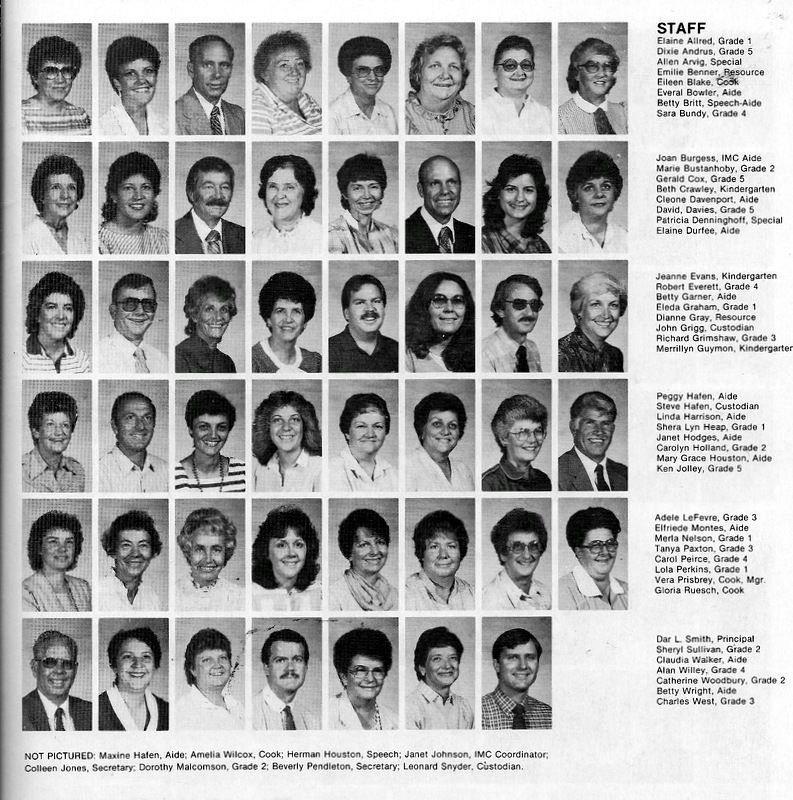 The 1984-1985 staff at East Elementary School
