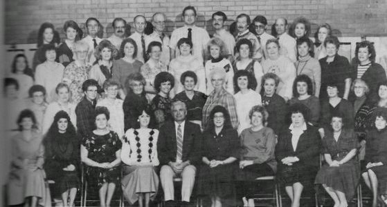 The 1989-1990 faculty & staff at East Elementary School