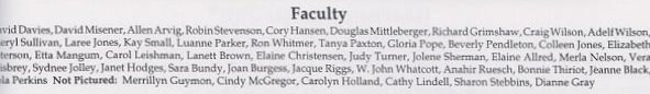 The The 1992-1993 faculty at faculty names at East Elementary School